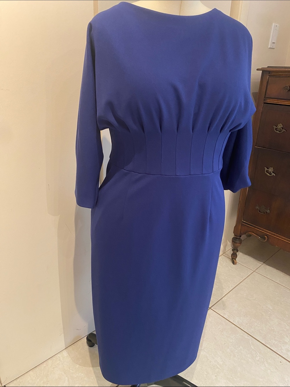 ANTONIO MELANI Blue 3/4-Sleeve Midi conservative Dress